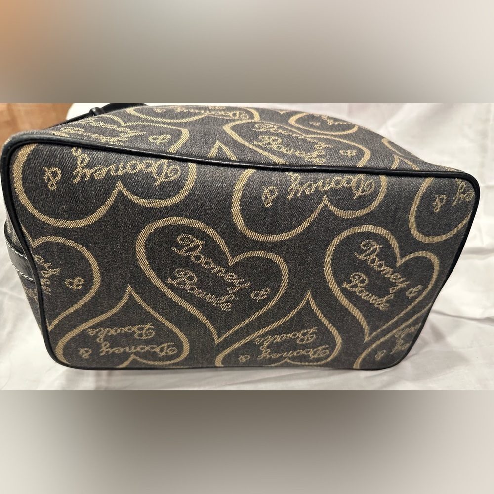 Dooney Bourke Denim Hearts Charcoal w/Gold Heart Signature Shoulder - NWOT​ - Picture 3 of 9